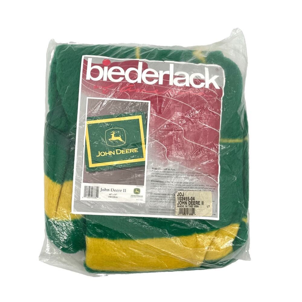 Vintage John Deere Large Logo Throw Blanket Biederlack 60” X 50” Made In USA NEW